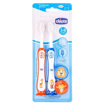 Chicco Toothbrush Set Blue Orange 3Y-8Y pack
