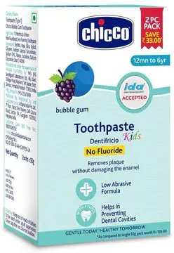 Chicco Toothpaste Bubblegum -6Y No Fluorid pack
