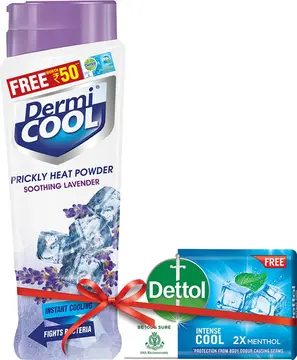 Dermicool Pricly Heat Powder Lavender Dettol Soap pack